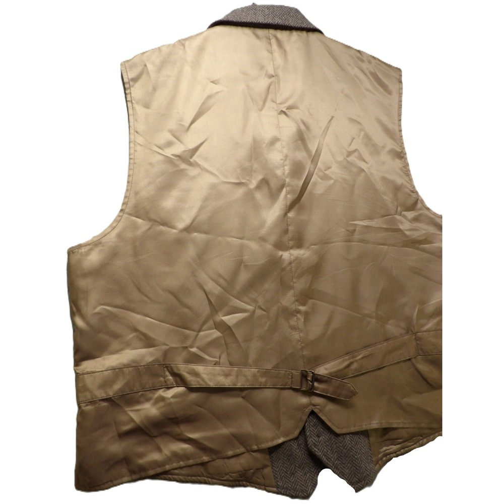 Trevero Wool Blend Herringbone Tweed Vest Men XL Brown Button Sport Coat Formal - Picture 14 of 16